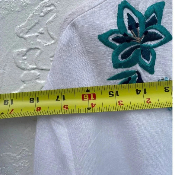 Jm Collection Womens Embroidered Gauze Blouse White Sz 16 - Picture 3 of 15